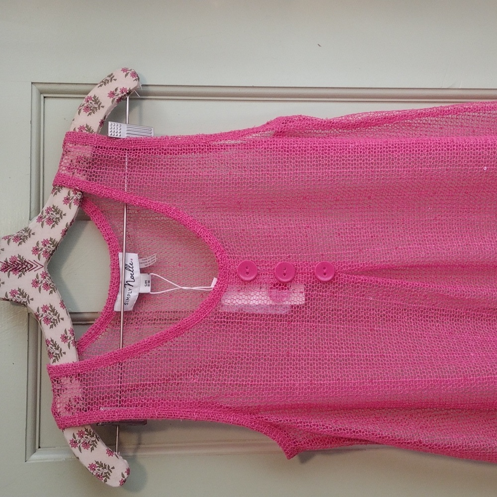 Women's Simply Noelle salmon coral mesh lace Small Medium swimsuit cover top